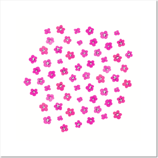 Delicate pink watercolour flowers with spots Posters and Art